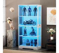 Vitrine LED avec détecteur de mouvement, 4 niveaux et portes en verre, noir | 3 couleurs de lumière, luminosité à intensité variable et push-to-open complètent la vitrine pour les collections
