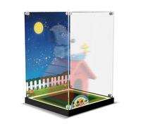 Vitrine LED en acrylique compatible avec Lego 21368 Peanuts: Snoopy's Doghouse - Boîte sur le thème de la bande dessinée avec lumière et toile de fond imprimée UV double face, vitrine anti-poussière