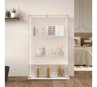 Vitrine LED en verre trempé avec 2 portes verrouillables et 3 étagères Blanc Moderne Armoire autonome pour chambre à coucher, salon et bureau