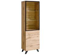 Vitrine LED "Thin" 197cm Noir & Naturel