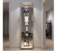 Vitrine Lumineuse LED - Meuble Vitrine Verre - 4 Étagères - Structure Blanche - Sécurisée avec Verrou