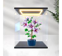 Vitrine lumineuse pour bouquet d'hibiscus le-go 10372 - Vitrine acrylique avec cadre en alliage et lumière LED - Housse anti-poussière en brique botanique 30 x 20 x 40 cm (C)