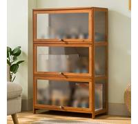 Vitrine LXXBDDM Pour Objet De Collection, Transparente, Bois, Acrylique, Multifonctionnelle Anti-poussière, Etagère Transparente Salon, 3thfloor-60cm, Noir, Marron, Bois