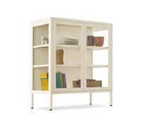 Vitrine métallique - TECTAKE - Vitrine élégante avec étagères réglables en acier laqué, 80 x 37 x 90,5 cm - Crème