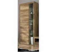 Vitrine, meuble de rangement avec LED coloris chêne vieilli - Longueur 95 x profondeur 34,60 x hauteur 212 cm