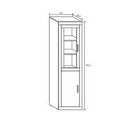 Vitrine Pegane Vitrine, meuble de rangement coloris chene cambrian, blanc - Longueur 60 x profondeur 34,60 x hauteur 193 cm --