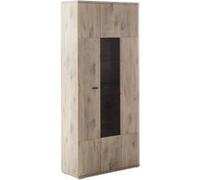 Vitrine, meuble de rangement coloris imitation Chêne Viking - Longueur 90 x Hauteur 200 x Profondeur 37 cm - -