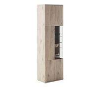 Vitrine, meuble de rangement en bois coloris Imitation chêne viking - Longueur 60 x Hauteur 200 x Profondeur 37cm - -