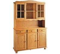 PEGANE Vitrine Meuble de Rangement en pin Massif Coloris Miel - Longueur 130 x Profondeur 42 x Hauteur 197 cm