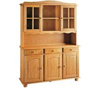 Vitrine Meuble de rangement en pin massif coloris miel - Longueur 130 x Profondeur 42 x Hauteur 197 cm