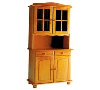 Vitrine Meuble de rangement en pin massif coloris miel - Longueur 88 x Profondeur 42 x Hauteur 197 cm