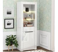 Vitrine - MINIMAL - WF306344WAA - Blanc laqué - Éclairage LED intégré - 60×35,5×165 cm
