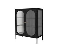 ML-Design Vitrine de Salon 80x102,5x40 cm, Noir, Armoire avec 3 Compartiments de Rangement/Étagères et 2 Portes, Métallique en Acier