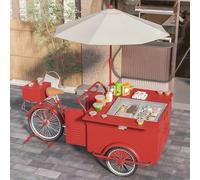 Vitrine mobile pour tricycle avec parapluie, distributeur de crème glacée et de collation, vitrine alimentaire pour marchés de rue et aires de jeux, armoire de rangement incluse