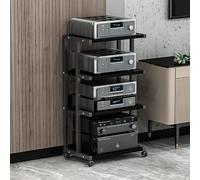 Vitrine mobile - Support multimédia polyvalent et support audio pour consoles de jeux, étagère d'angle avec rangement pour accessoires TV et équipement de studio d'enregistrement (noir, 50 x 40 x 45