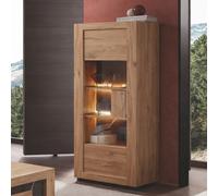 Vitrine moderne en bois 1 porte vitrée et LED RACHA