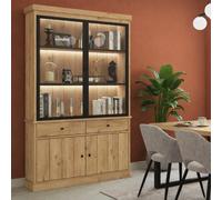 Vitrine moderne en bois 2 portes vitrées VALENTINE
