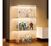 Vitrine montée pour Objets de Collection, Organiseur de Rangement pour Photos à façade Rabattable, décoration d'intérieur Moderne Anti-poussière pour Art, Chaussures, Lego(3-Tier Storage)