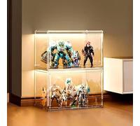 Vitrine montée pour Objets de Collection, Organiseur de Rangement pour Photos à façade Rabattable, décoration d'intérieur Moderne Anti-poussière pour Art, Chaussures, Lego(2-Tier Storage)