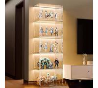 Vitrine montée pour Objets de Collection, Organiseur de Rangement pour Photos à façade Rabattable, décoration d'intérieur Moderne Anti-poussière pour Art, Chaussures, Lego(5-Tier Storage)