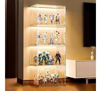 Vitrine montée pour Objets de Collection, Organiseur de Rangement pour Photos à façade Rabattable, décoration d'intérieur Moderne Anti-poussière pour Art, Chaussures, Lego(4-Tier Storage)