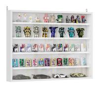Vitrine murale argentier pour objets de collection - Blanc - 2 portes vitrées coulissantes - 5 niveaux étagères réglables