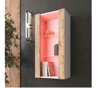 NOUVEAU komodee Vitrine Suspendue Tivoli 100, Noir Blanc Chêne Wotan, LED Option