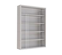 Vitrine murale blanche à 4/5/6/7 niveaux avec porte en verre pour salon ou chambre à coucher, figurines de collection et étagères de rangement (40 x 12,5 x 59,6 cm)