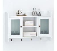 vidaXL Vitrine murale blanche en MDF avec étagère pour livres, DVD et verres