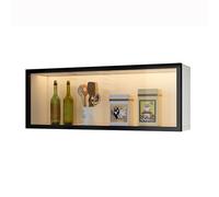 Vitrine murale de cuisine moderne en verre avec portes et étagères - Solution de rangement pour salle de bain - Installation sans perçage - 80 x blanc