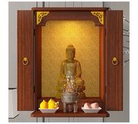 Vitrine murale en bois Bouddha pour tablettes ancestrales et sanctuaire personnel, table de méditation pour guan gong et guanyin