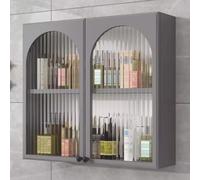 Vitrine murale en bois massif multi-usages avec portes pour cosmétiques, parfums et espace de toilette