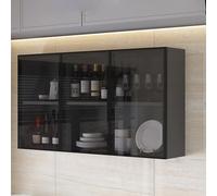 Vitrine murale en verre, étagère de rangement étroite pour salle de bain et cuisine, poignée cachée, design élégant marron ou gris