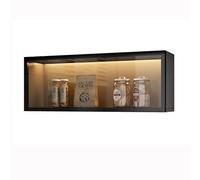 Vitrine murale en verre gris/blanc, installation sans perçage, garde-manger avec portes, étagères éclairées pour cuisine et salle de bain, meuble à suspendre élégant (50 x 1)