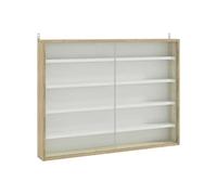 HOMCOM Vitrine pour Collection vitrine Murale 80 x 9,5 x 60 cm avec 4 étagères réglables en Hauteur et 2 Portes coulissantes en Verre, pour Collection de Figurines et Voitures Miniatures, chêne