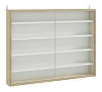 Vitrine murale étagère - 5 étagères réglables - 2 portes coulissantes verre - panneaux aspect bois clair blanc