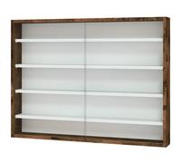 HOMCOM Vitrine pour Collection vitrine Murale 80 x 9,5 x 60 cm avec 4 étagères réglables en Hauteur et 2 Portes coulissantes en Verre, pour Collection de Figurines et Voitures Miniatures, Marron