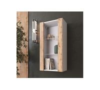 NOUVEAU komodee Vitrine Suspendue Tivoli 100, Noir Blanc Chêne Wotan, LED Option