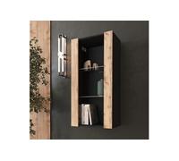 NOUVEAU komodee Vitrine Suspendue Tivoli 100, Noir Blanc Chêne Wotan, LED Option