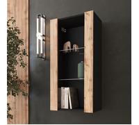 NOUVEAU komodee Vitrine Suspendue Tivoli 100, Noir Blanc Chêne Wotan, LED Option