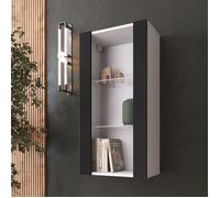 NOUVEAU komodee Vitrine Suspendue Tivoli 100, Noir Blanc Chêne Wotan, LED Option