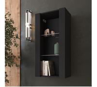 Komodee Vitrine Suspendue Tivoli, Noir Noir, Largeur 50 cm x Hauteur 100 cm x Profondeur 29 cm, sans LED, pour Salon, Chambre