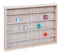 Inter Link - Vitrine murale 4 étagères 5 compartiments pour miniatures Chêne 80x60x9.5 cm