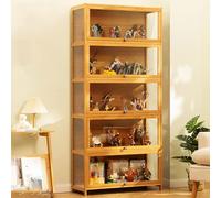 Vitrine Murale pour Collection Mini Voiture Collection, Objet Manga, Vitrine pour Collection, Presentoir pour Figurine Rangement avec Etagères sur Salon, Bureau (Color : Wood Color, Size : 80x32x172