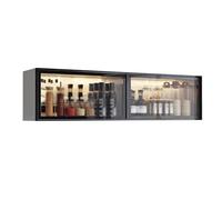 Vitrine Murale pour Cuisine/Garde-Manger avec Portes, étagère Suspendue sans perçage, Design Moderne Gris/Blanc pour Salle à Manger 120x32x19cm (Noir-A)