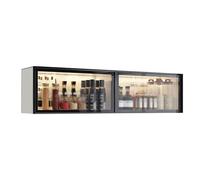 Vitrine Murale pour Cuisine, Gris/Blanc, avec Portes, sans perçage, Style Moderne, idéale pour la Salle à Manger (Blanc - A 120x32x19cm)