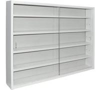 Vitrine murale pour miniatures en panneaux de particules coloris blanc, L80 x P9,5 x H60 cm