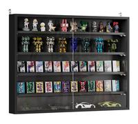 Vitrine murale pour objets de collection HOMCOM 4 étagère réglables en hauteur et 2 portes coulissantes 80 x 9,5 x 60 cm noir