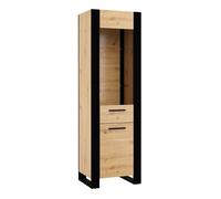 Vitrine - Nuka E - 188 cm - étagères en verre - chêne noir