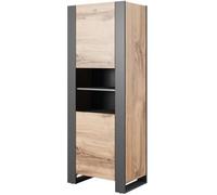 Vitrine - NUNKI - 170 5 cm - étagères - bibliothèque - chêne wotan - anthracite